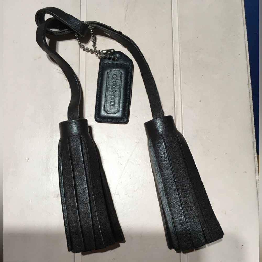 COACH LEATHER TASSELS KEYFOB BAG CHARM KEYCHAIN HANGTAG